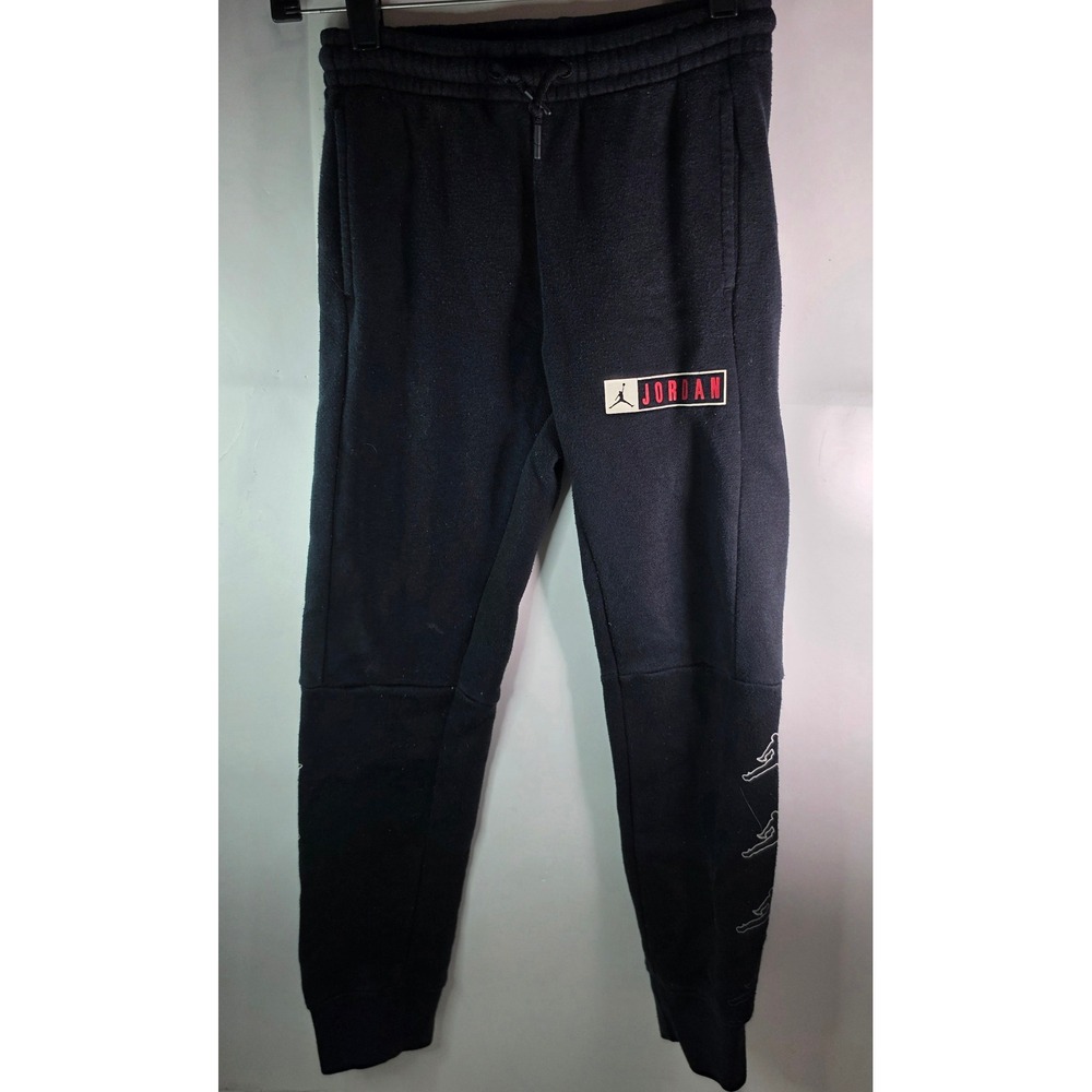 Nike Air Jordan Boys Black Fleece Sweatpants Joggers Jumpman Logo Size S 8-10